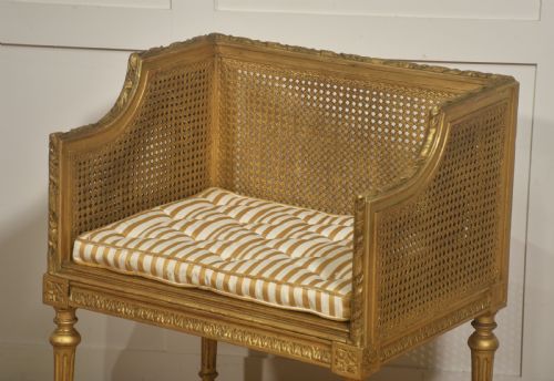 LOUIS XVI STYLE GILTWOOD CANED STOOL - ADDITIONAL PHOTO 2