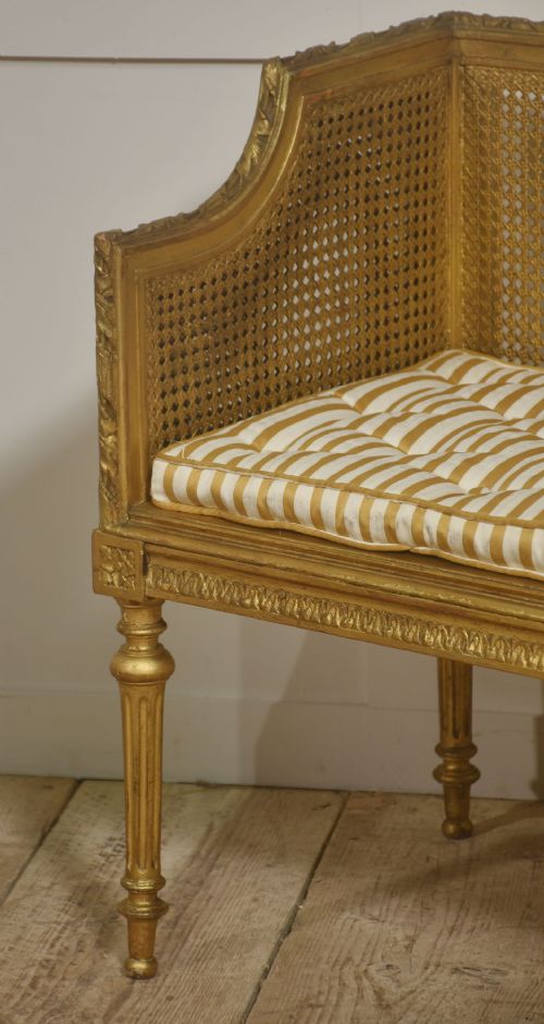 LOUIS XVI STYLE GILTWOOD CANED STOOL - ADDITIONAL PHOTO 3