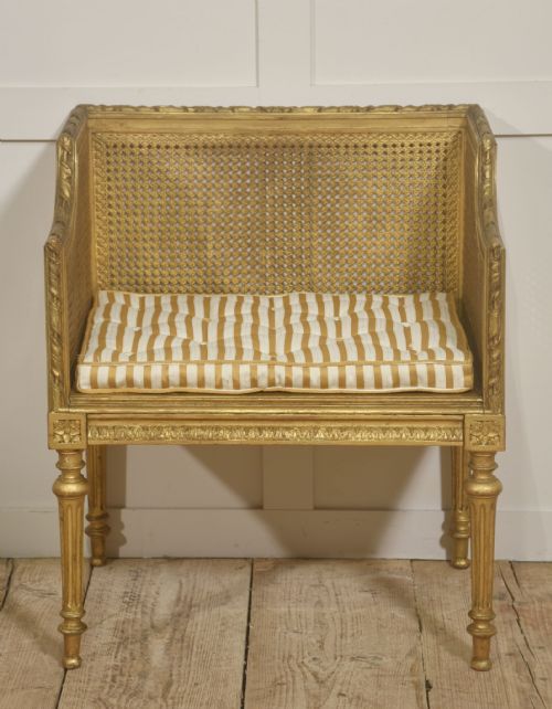 LOUIS XVI STYLE GILTWOOD CANED STOOL - ADDITIONAL PHOTO 6