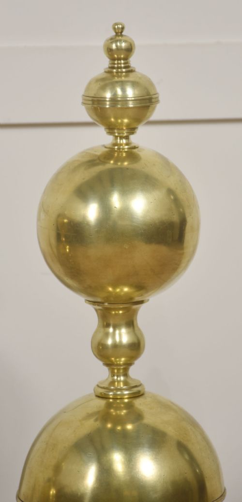 PAIR OF MONUMENTAL GILT BRASS ANDIRONS - ADDITIONAL PHOTO 3