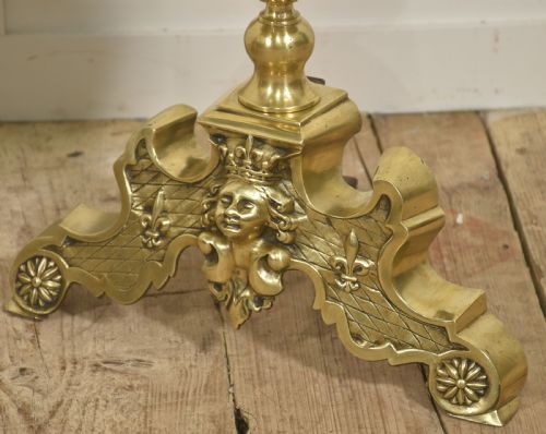 PAIR OF MONUMENTAL GILT BRASS ANDIRONS - ADDITIONAL PHOTO 5