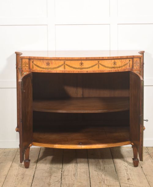 NEOCLASSICAL SATINWOOD MARQUETRY DEMILUNE SIDE CABINET - ADDITIONAL PHOTO 2