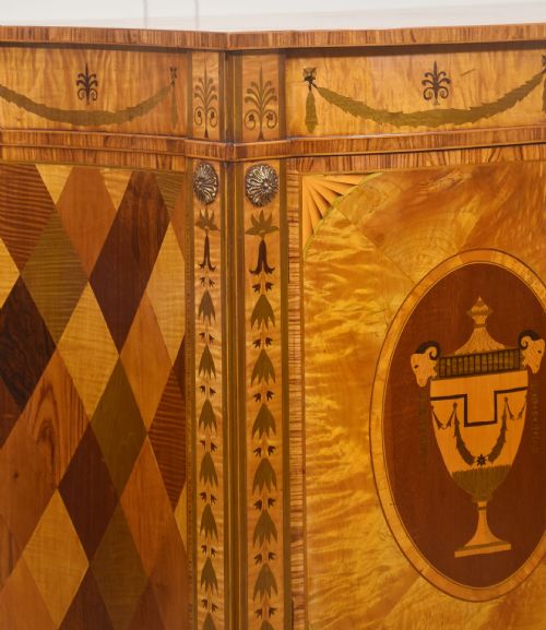 NEOCLASSICAL SATINWOOD MARQUETRY DEMILUNE SIDE CABINET - ADDITIONAL PHOTO 8