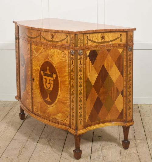 NEOCLASSICAL SATINWOOD MARQUETRY DEMILUNE SIDE CABINET - ADDITIONAL PHOTO 9