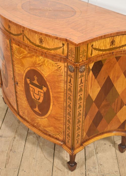 NEOCLASSICAL SATINWOOD MARQUETRY DEMILUNE SIDE CABINET - ADDITIONAL PHOTO 12