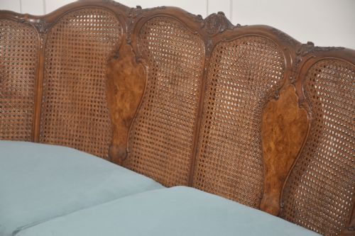 LOUIS XV STYLE CARVED WALNUT AND CANE SETTEE - ADDITIONAL PHOTO 2