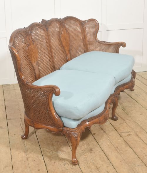 LOUIS XV STYLE CARVED WALNUT AND CANE SETTEE - ADDITIONAL PHOTO 3