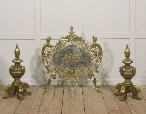 ORNATE PIERCED BRASS FIRE SCREEN - ADDITIONAL PHOTO 1