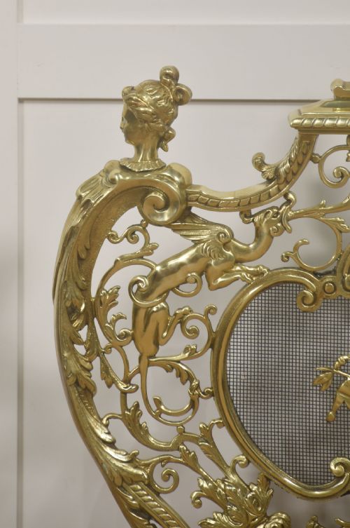ORNATE PIERCED BRASS FIRE SCREEN - ADDITIONAL PHOTO 3