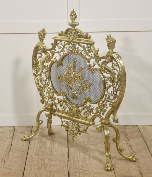 ORNATE PIERCED BRASS FIRE SCREEN - ADDITIONAL PHOTO 5