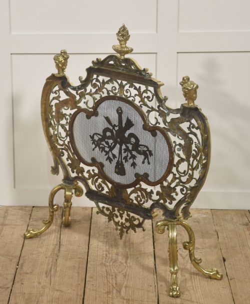 ORNATE PIERCED BRASS FIRE SCREEN - ADDITIONAL PHOTO 11