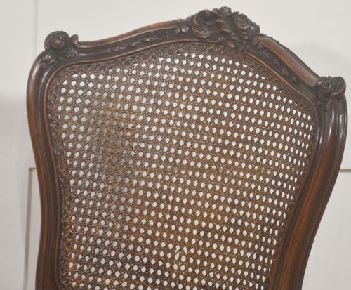 PAIR OF LOUIS XV STYLE CARVED WALNUT AND CANED SIDE CHAIRS - ADDITIONAL PHOTO 2