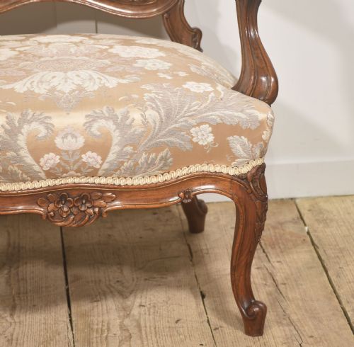 PAIR OF FRENCH LOUIS XV STYLE CARVED WALNUT ARMCHAIRS - ADDITIONAL PHOTO 2