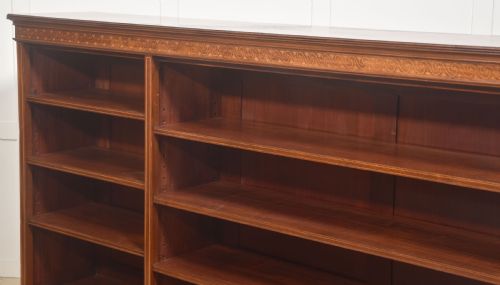 LATE 19TH CENTURY INLAID MAHOGANY OPEN BOOKCASE - ADDITIONAL PHOTO 7