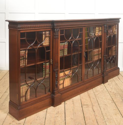 GEORGIAN STYLE MAHOGANY BREAKFRONT GLAZED BOOKCASE - ADDITIONAL PHOTO 8