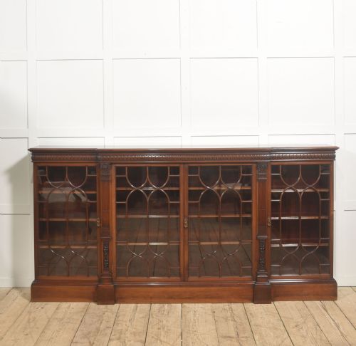 GEORGIAN STYLE MAHOGANY BREAKFRONT GLAZED BOOKCASE - ADDITIONAL PHOTO 16