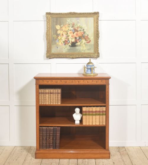 SATINWOOD OPEN BOOKCASE WITH INLAID FRIEZE - ADDITIONAL PHOTO 1