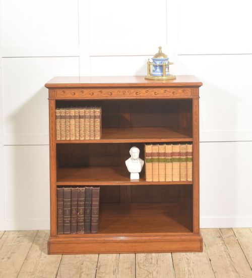 SATINWOOD OPEN BOOKCASE WITH INLAID FRIEZE - ADDITIONAL PHOTO 2