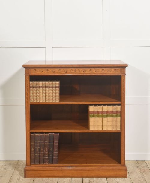 SATINWOOD OPEN BOOKCASE WITH INLAID FRIEZE - ADDITIONAL PHOTO 4