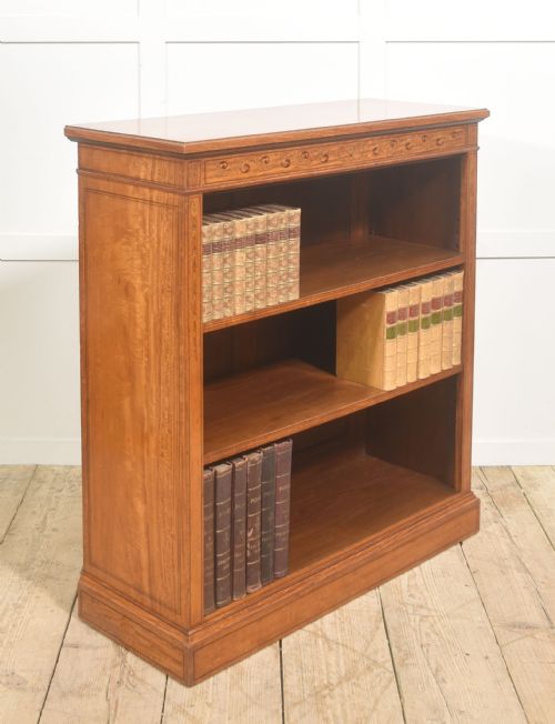 SATINWOOD OPEN BOOKCASE WITH INLAID FRIEZE - ADDITIONAL PHOTO 5