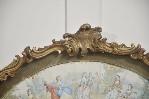DECORATIVE EUROPEAN FAN IN CARVED AND GILT FRAME - ADDITIONAL PHOTO 2