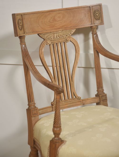 PAIR OF LIGHT MAHOGANY LYREBACK ARMCHAIRS - ADDITIONAL PHOTO 4