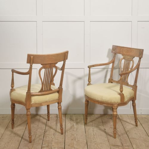 PAIR OF LIGHT MAHOGANY LYREBACK ARMCHAIRS - ADDITIONAL PHOTO 8