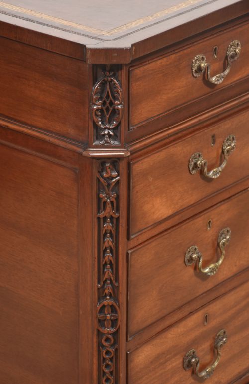 MAHOGANY PARTNERS PEDESTAL DESK WITH TOOLED LEATHER TOP - ADDITIONAL PHOTO 8