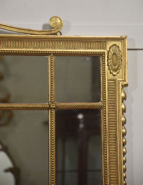 NEOCLASSICAL ADAM STYLE GILTWOOD PANELED OVERMANTEL MIRROR - ADDITIONAL PHOTO 2