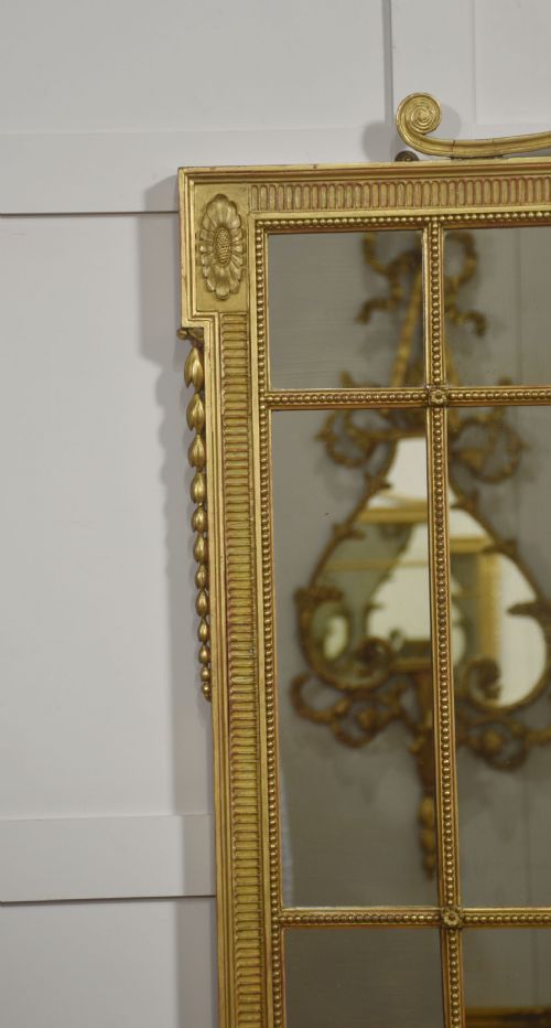 NEOCLASSICAL ADAM STYLE GILTWOOD PANELED OVERMANTEL MIRROR - ADDITIONAL PHOTO 3