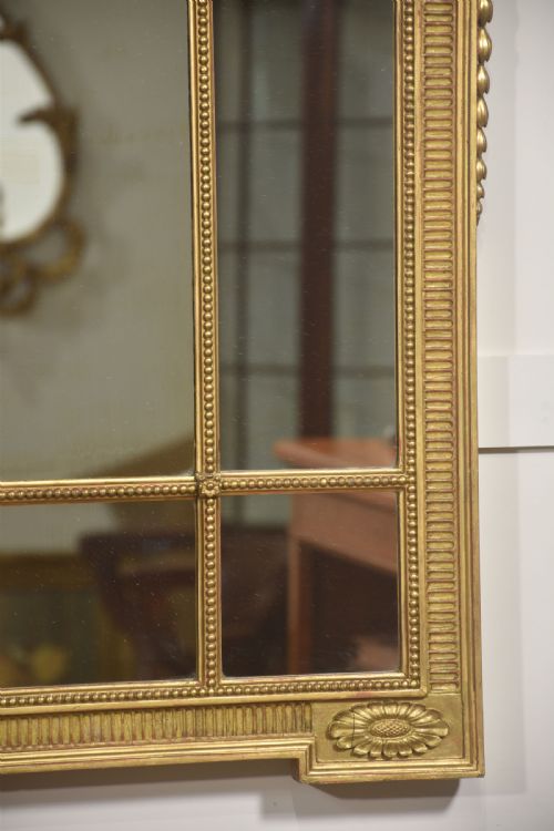NEOCLASSICAL ADAM STYLE GILTWOOD PANELED OVERMANTEL MIRROR - ADDITIONAL PHOTO 4