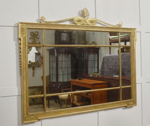 NEOCLASSICAL ADAM STYLE GILTWOOD PANELED OVERMANTEL MIRROR - ADDITIONAL PHOTO 7