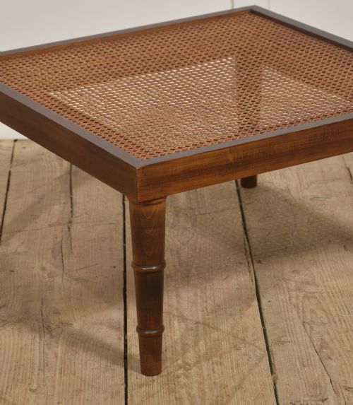 SQUARE MAHOGANY TABLE OR STOOL WITH CANED TOP - ADDITIONAL PHOTO 2