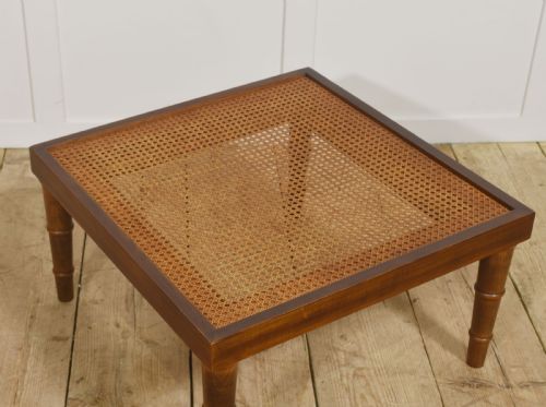 SQUARE MAHOGANY TABLE OR STOOL WITH CANED TOP - ADDITIONAL PHOTO 3