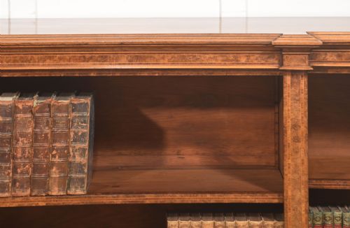EXCEPTIONAL BURR WALNUT BREAKFRONT BOOKCASE - ADDITIONAL PHOTO 1