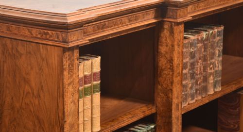 EXCEPTIONAL BURR WALNUT BREAKFRONT BOOKCASE - ADDITIONAL PHOTO 3