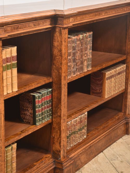 EXCEPTIONAL BURR WALNUT BREAKFRONT BOOKCASE - ADDITIONAL PHOTO 4