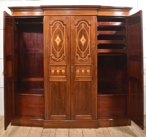 INLAID MAHOGANY FOURDOOR BREAKFRONT WARDROBE - ADDITIONAL PHOTO 3