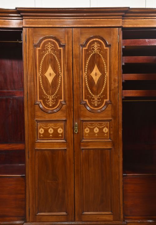 INLAID MAHOGANY FOURDOOR BREAKFRONT WARDROBE - ADDITIONAL PHOTO 4