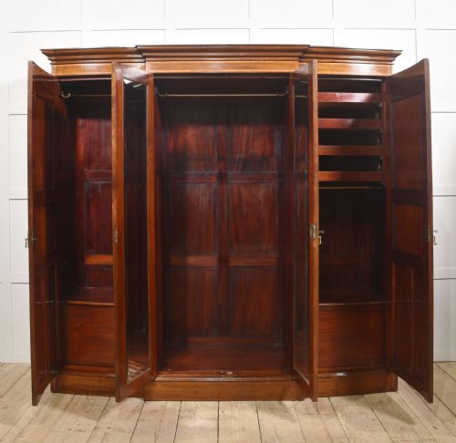 INLAID MAHOGANY FOURDOOR BREAKFRONT WARDROBE - ADDITIONAL PHOTO 6