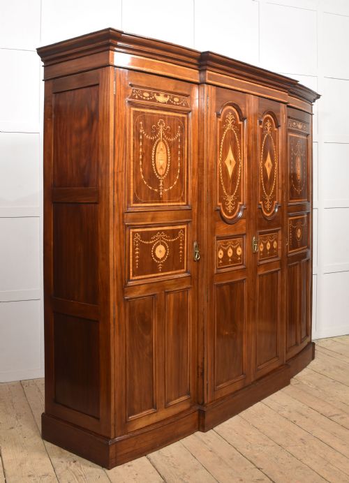 INLAID MAHOGANY FOURDOOR BREAKFRONT WARDROBE - ADDITIONAL PHOTO 7