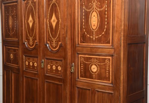 INLAID MAHOGANY FOURDOOR BREAKFRONT WARDROBE - ADDITIONAL PHOTO 12