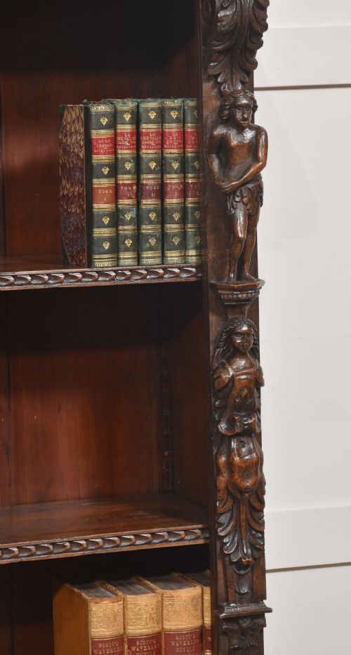 LATE 19TH CENTURY CARVED OAK RENAISSANCE REVIVAL OPEN BOOKCASE - ADDITIONAL PHOTO 2