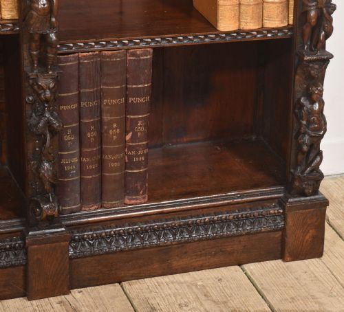 LATE 19TH CENTURY CARVED OAK RENAISSANCE REVIVAL OPEN BOOKCASE - ADDITIONAL PHOTO 3