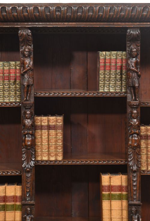 LATE 19TH CENTURY CARVED OAK RENAISSANCE REVIVAL OPEN BOOKCASE - ADDITIONAL PHOTO 5