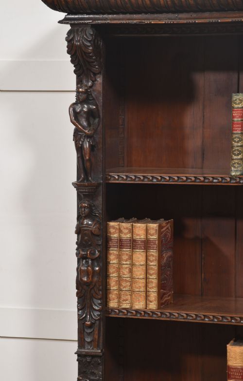 LATE 19TH CENTURY CARVED OAK RENAISSANCE REVIVAL OPEN BOOKCASE - ADDITIONAL PHOTO 6