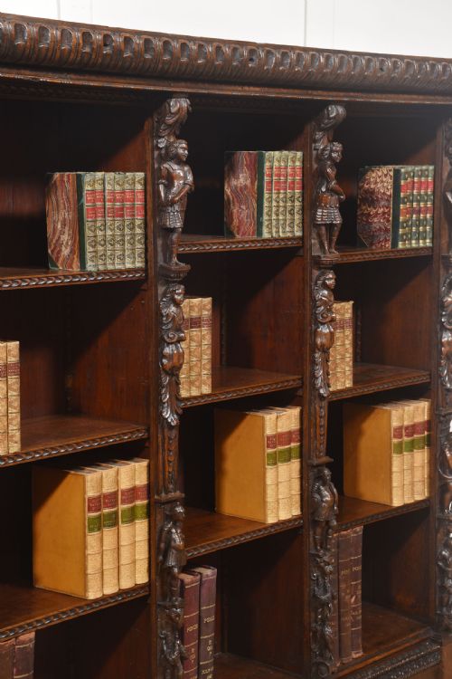 LATE 19TH CENTURY CARVED OAK RENAISSANCE REVIVAL OPEN BOOKCASE - ADDITIONAL PHOTO 8