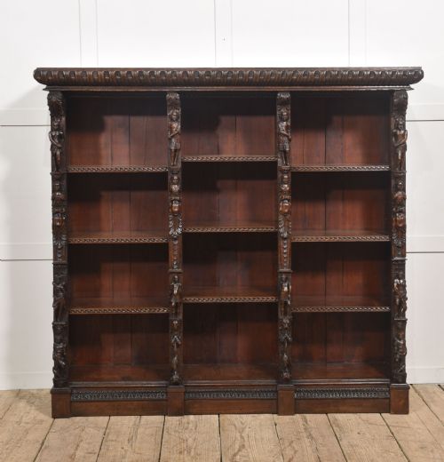 LATE 19TH CENTURY CARVED OAK RENAISSANCE REVIVAL OPEN BOOKCASE - ADDITIONAL PHOTO 10