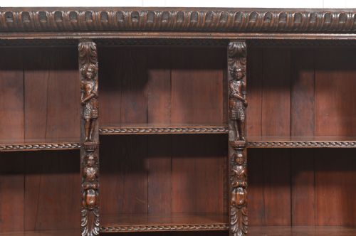 LATE 19TH CENTURY CARVED OAK RENAISSANCE REVIVAL OPEN BOOKCASE - ADDITIONAL PHOTO 11