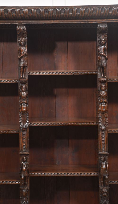 LATE 19TH CENTURY CARVED OAK RENAISSANCE REVIVAL OPEN BOOKCASE - ADDITIONAL PHOTO 12